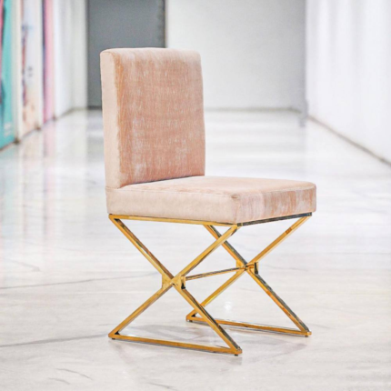 Modern Velvet Accent Chair with Gold Geometric Metal Base