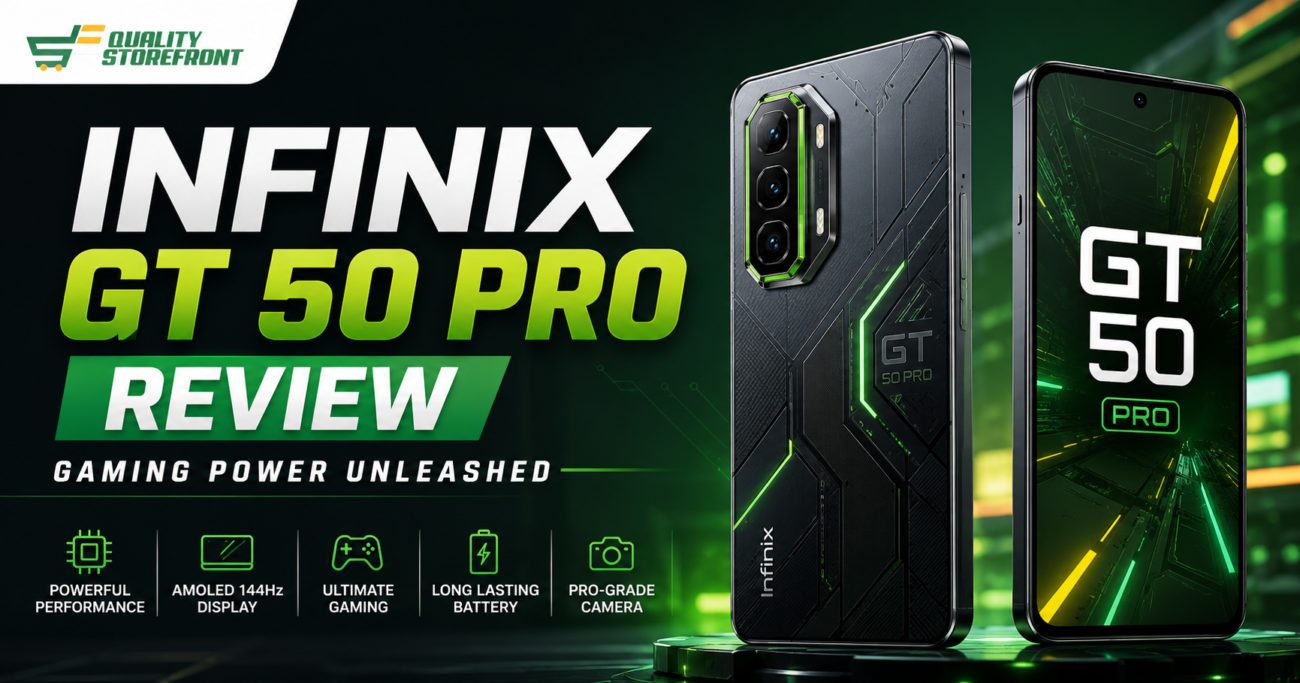 Infinix GT 50 Pro review covering gaming performance, display, camera, battery life, features, pros, cons, and overall value.