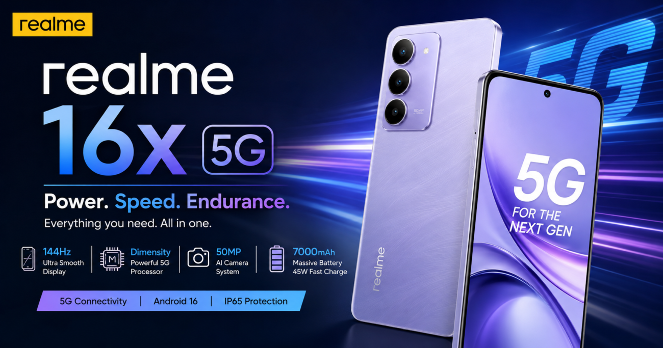 Realme 16x 5G packs a 144Hz display, 7000mAh battery, 50MP camera and Dimensity chipset. Explore its price, specs and features.