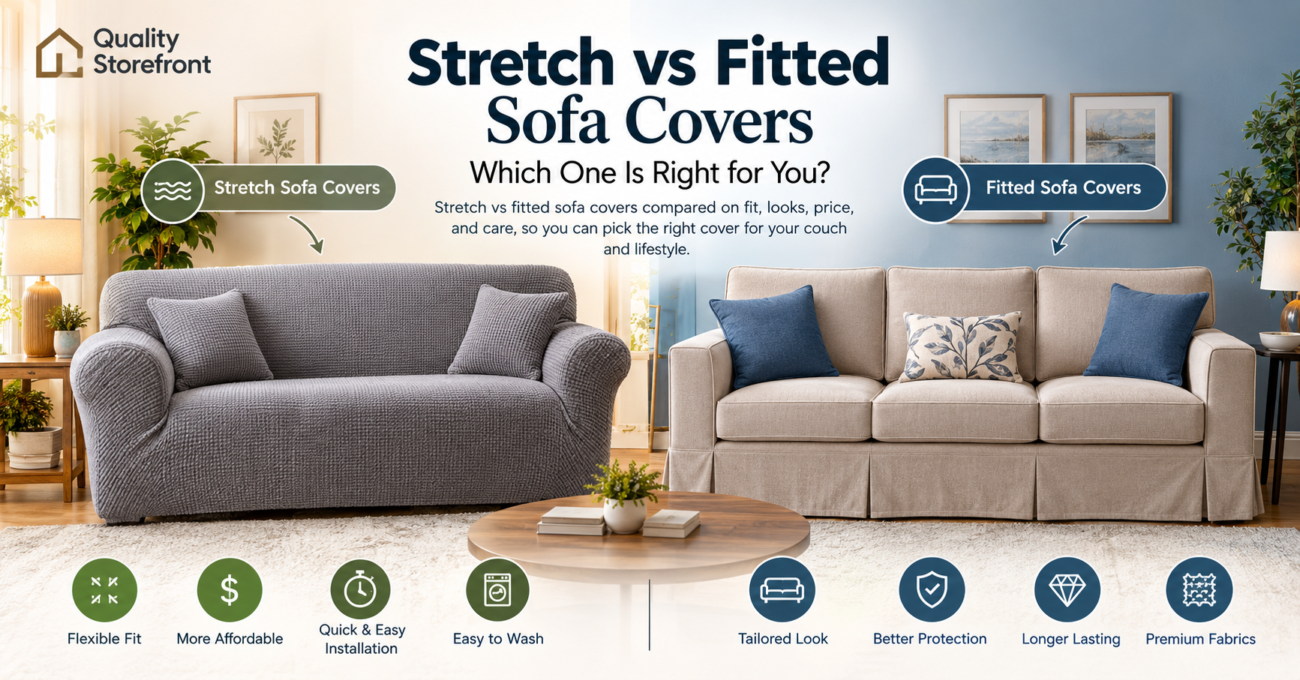 Stretch vs fitted sofa covers compared on fit, looks, price, and care, so you can pick the right cover for your couch and lifestyle.